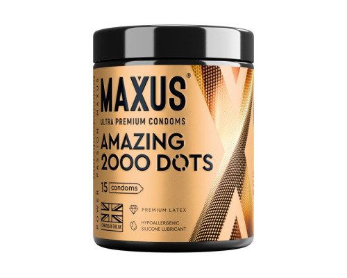 Точечные презервативы MAXUS 2000 Amazing Dots с железным кейсом - 15 шт.