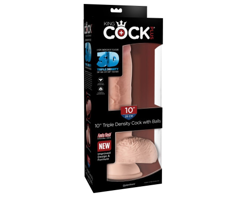 Телесный фаллоимитатор на присоске 10  Triple Density Cock with Balls - 26,7 см.