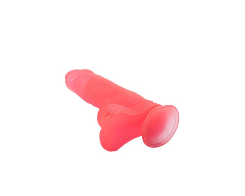 Податливый розовый фаллоимитатор на присоске - 19 см.