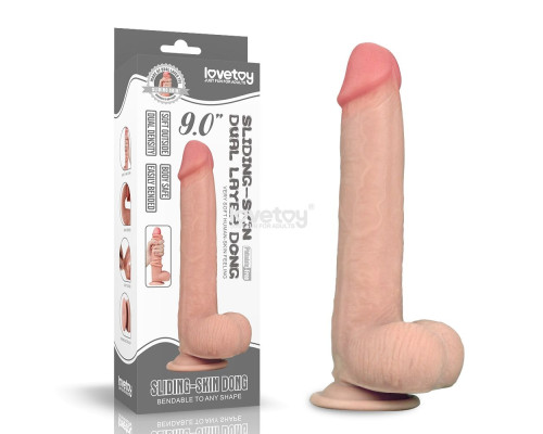 Телесный фаллоимитатор Sliding Skin Dual-Layered 9.0 - 23 см.