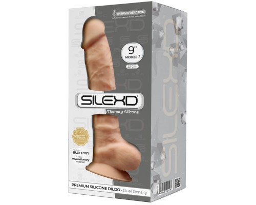 Телесный фаллоимитатор-реалистик с мошонкой на присоске MODEL 1 - 23 см.