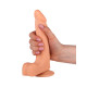 Телесный фаллоимитатор с мошонкой на присоске - 19 см.