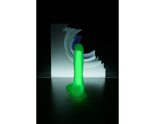 Прозрачно-зеленый фаллоимитатор, светящийся в темноте, Clark Glow - 22 см.