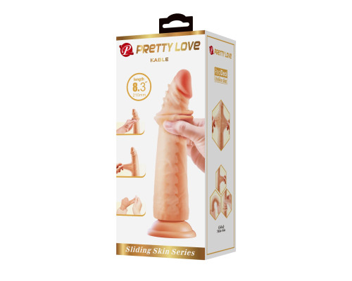 Телесный фаллоимитатор с эффектом скользящей кожи Kable - 21 см.
