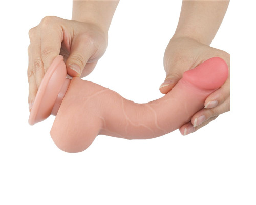 Телесный фаллоимитатор 7.5 Sliding Skin Dual Layer Dong на присоске - 19,5 см.