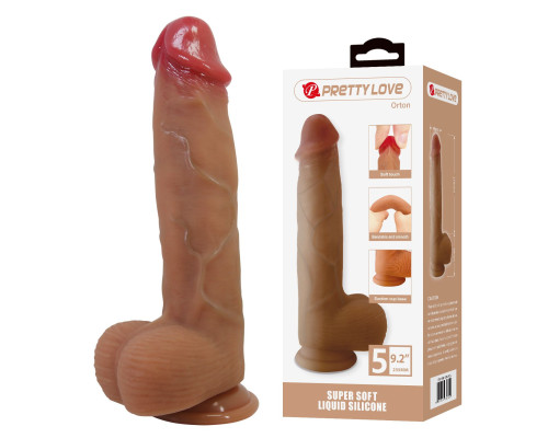 Телесный фаллоимитатор из жидкого силикона Orton - 23,5 см.