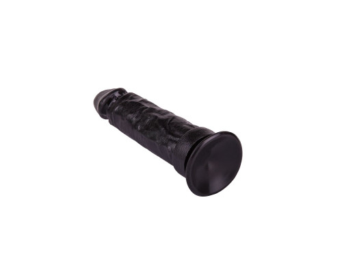 Крупный чёрный фаллоимитатор без мошонки - 20,5 см.