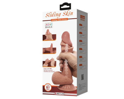 Фаллоимитатор с эффектом скользящей кожи - 21,8 см.