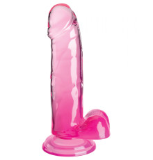 Розовый фаллоимитатор с мошонкой на присоске 7’’ Cock with Balls - 20,3 см.