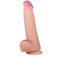 Фаллоимитатор с мошонкой на присоске - 21,3 см.