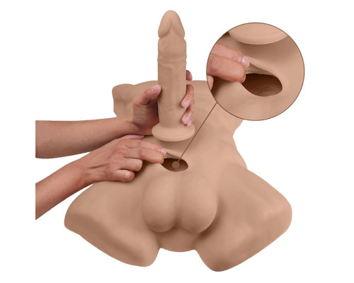 Карамельный мужской торс с фаллоимитатором SILEXD Apollo L 7