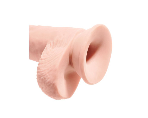 Телесный фаллоимитатор на присоске 10  Triple Density Fat Cock with Balls - 27,9 см.