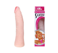 Реалистичный фаллоимитатор с шишечками под головкой - 18,5 см.