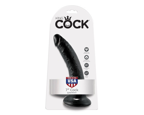 Чёрный фаллоимитатор с присоской 7  Cock - 17,8 см.