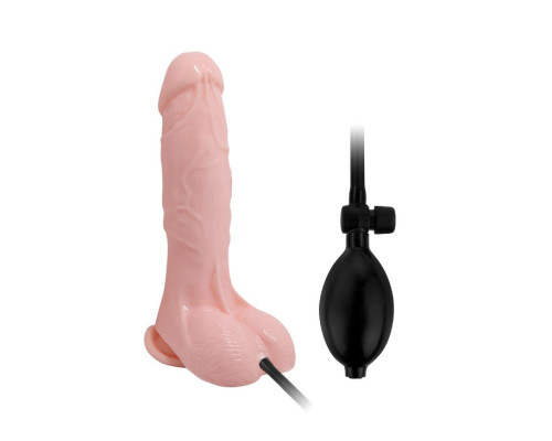 Телесный фаллоимитатор с функцией подкачки Inflatable - 18,8 см.
