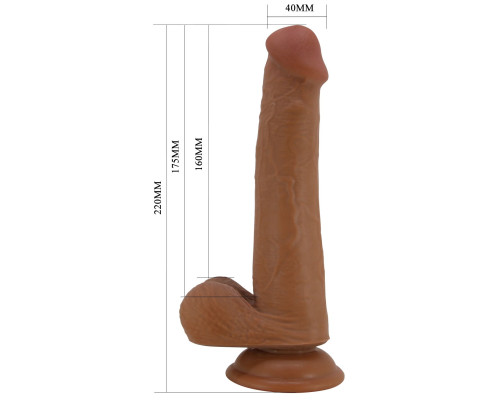 Коричневый фаллоимитатор с подвижной кожей Tallen - 22 см.