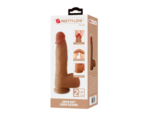 Телесный фаллоимитатор из жидкого силикона Duvall - 19,3 см.