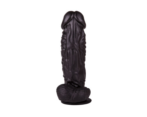Большой чёрный фаллоимитатор на присоске - 20,5 см.