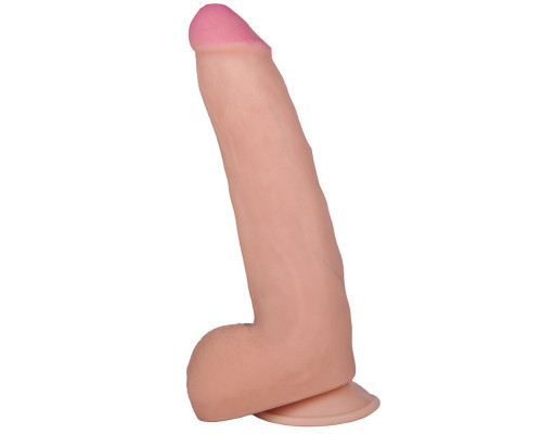 Фаллоимитатор с мошонкой на присоске F LINE - 22 см.