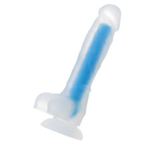 Прозрачно-синий фаллоимитатор, светящийся в темноте, Bruce Glow - 22 см.