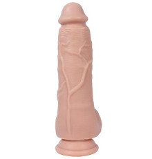 Реалистичный фаллоимитатор REAL с мошонкой на присоске - 21 см.