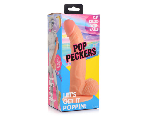 Телесный фаллоимитатор на присоске 7.5  Dildo with Balls - 21,5 см.