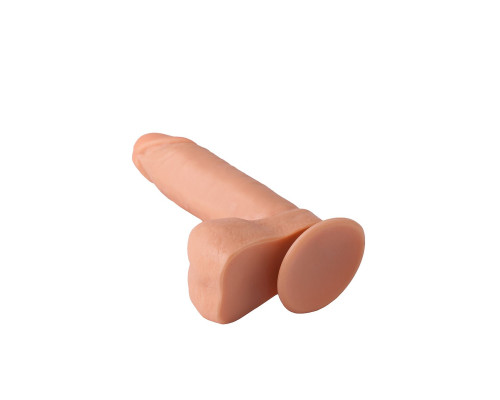 Гелевый фаллоимитатор с мошонкой на присоске - 19 см.