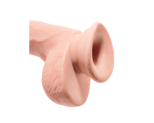 Телесный фаллоимитатор на присоске 9  Triple Density Cock with Balls - 24,1 см.