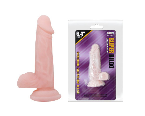 Телесный фаллоимитатор на присоске Super Dildo - 16,5 см.