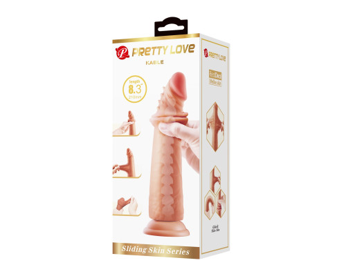 Карамельный фаллоимитатор с эффектом скользящей кожи Kable - 21 см.