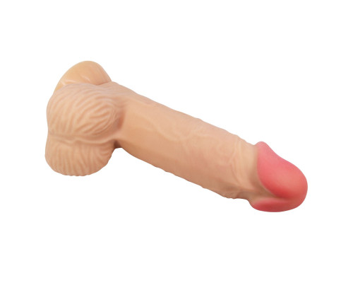 Телесный фаллоимитатор с эффектом скользящей кожи - 20,6 см.