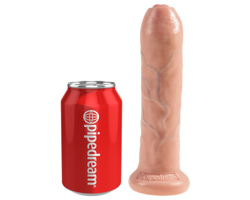 Телесный необрезанный фаллоимитатор на присоске 7  Uncut Cock - 19,1 см.