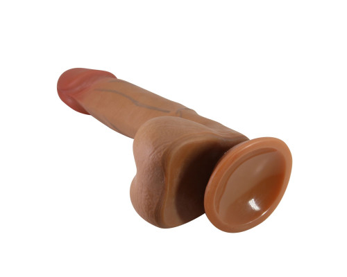 Темно-бежевый реалистичный фаллоимитатор с присоской Bahamut - 21,8 см.