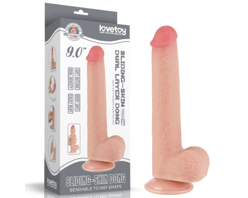 Телесный фаллоимитатор 9 Sliding Skin Dual Layer Dong - 22 см.