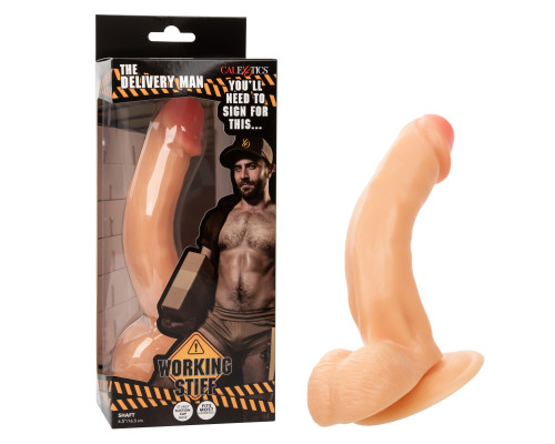 Телесный изогнутый фаллоимитатор The Delivery Man - 21 см.