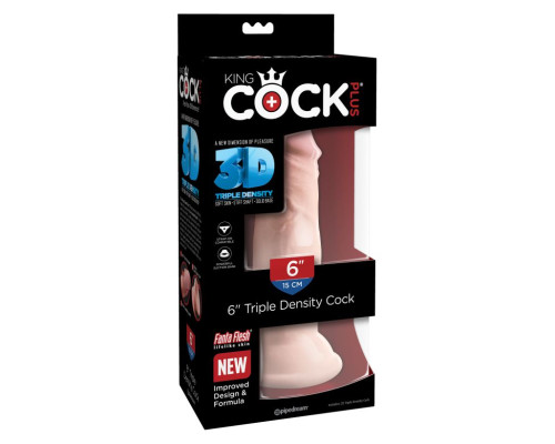 Телесный фаллоимитатор на присоске 6  Triple Density Cock - 18,4 см.