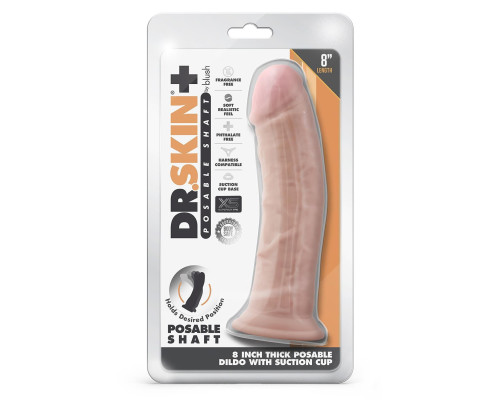 Телесный фаллоимитатор 8-Inch Thick Posable Dildo - 20,3 см.