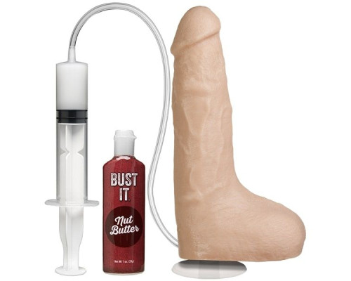 Телесный фаллоимитатор с имитацией семяизвержения Bust It Squirting Realistic Cock - 23,36 см.
