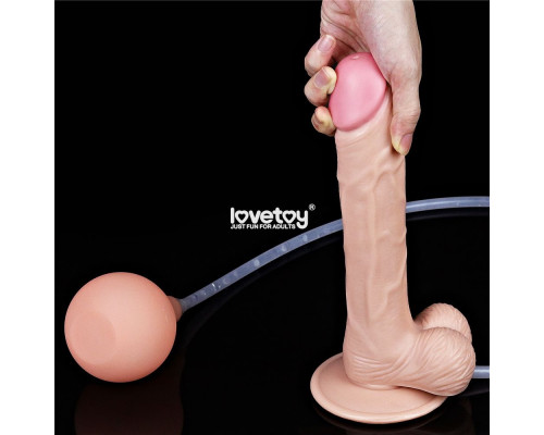 Телесный фаллоимитатор Squirt Extreme с имитацией семяизвержения - 23 см.