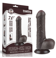 Коричневый фаллоимитатор 7 Sliding Skin Dual Layer Dong на присоске - 18,3 см.