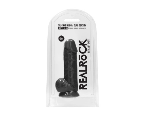 Черный фаллоимитатор Realistic Cock With Scrotum - 21,5 см.