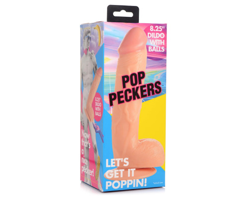 Телесный фаллоимитатор на присоске 8.25  Dildo with Balls - 22,8 см.