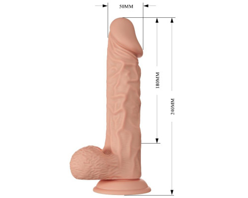 Телесный фаллоимитатор-реалистик Buraq на присоске - 24 см.