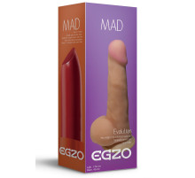 Телесный фаллоимитатор Mad Lipstick с мошонкой и подошвой-присоской - 17 см.