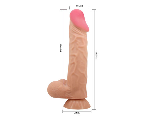 Телесный фаллоимитатор с эффектом скользящей кожи - 24 см.