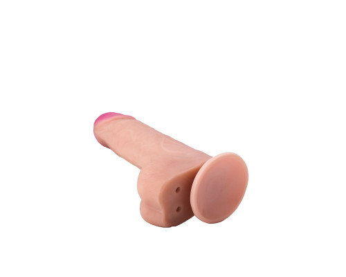 Реалистичный фаллоимитатор с нежно-розовой головкой - 18,5 см.