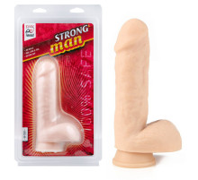 Реалистичный фаллоимитатор Strong Man с мошонкой - 16 см.