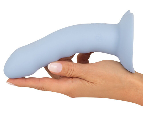 Голубой вибростимулятор на присоске Heart Guy - 17 см.