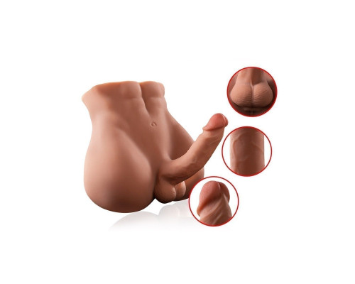 Телесный мужской торс с вибрацией и возвратно-поступательными движениями Bartlett