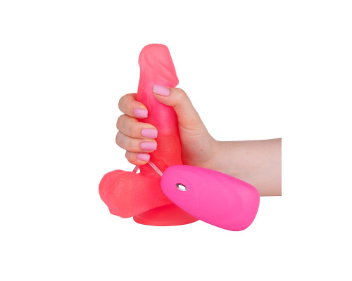 Розовый гелевый вибратор на присоске - 19,5 см.